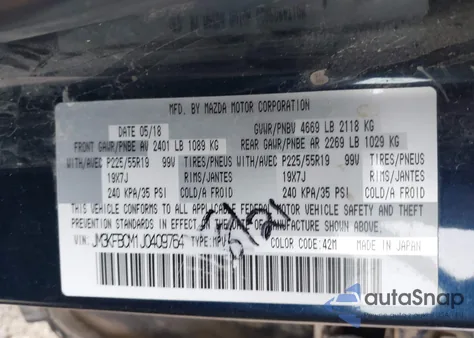 2018 Mazda Cx-5 Touring z USA, uszkodzony, nr VIN JM3KFBCM1J0409764